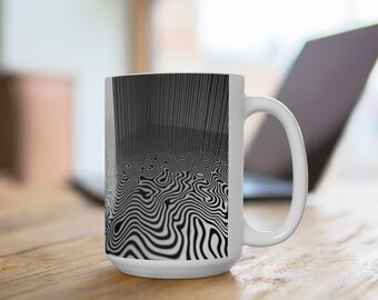 Twilight Zone Illusion Mug, Modern Coffee Cup, Black and White Design, Perfect for Home AndOffice, Gift for Art Lovers, Unique Housewarming