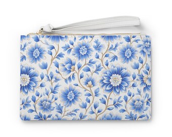 INDIGO BEAUTY Clutch Bag Symbol Of Love Availability Bachelor Button Flower Clutch Purse Design Gift For Her Purse Special Occasions Clutch