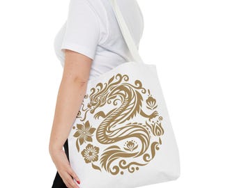 Elegant Gold Dragon Tote Bag Stylish and Versatile for Everyday Use, Gift For