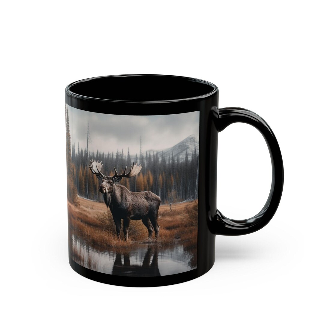 ALASKAN MOOSE MUG Black Coffee Mug Scenic Moose Gift for Nature Lover  Quality Ceramic Mug Home Office Camping Decor Peaceful Design - Etsy