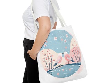 Cute Bird Lovers Tote Bag, Floral Spring Tote, Perfect for Moms and Family, Mother's Day Gift, Eco-Friendly Best Seller Tote Bag