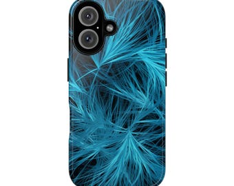 Feathery iPhone Case with Abstract Blue Design, Tough Cases for Protection, Unique Gift for, Trendy Accessories