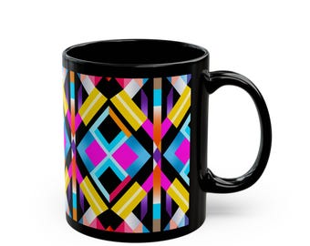 CONTEMPORARY FIX BLACK Mug Vibrant Geo Pattern Gift For Unique Home Decor Office Mug Quality Ceramic Coffee Mug