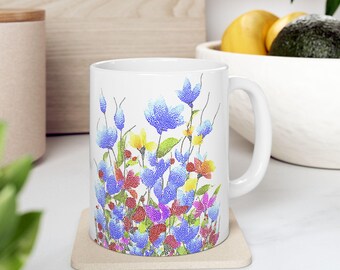 BEST SELLER FLORAL Ceramic Mug, 11oz Or 15oz Sizes White Durable Quality Ceramic Home Kitchen Decor Office Coffee Mug Lead Free Safe