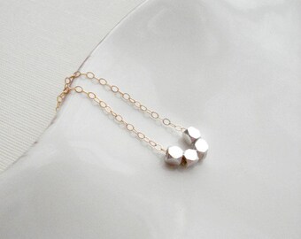 Four Silver Beads Necklace Friendship Gold Silver Minimalist Geometric Necklace Sterling Silver Layer Necklace Bridesmaid Gift For Her