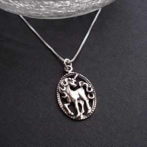 Unicorn Necklace In Sterling Silver With Venetian Box Chain Unicorn Pendant Fantasy Jewelry Gift For Her All Sterling Silver Necklace image 1