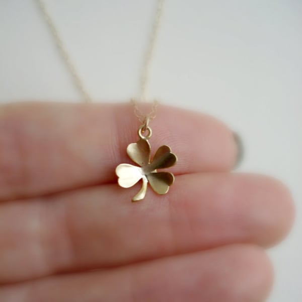 Four Leaf Clover Necklace Gold Minimalist Layered Jewelry Choose Your Pendant Shamrock, Camera, Anchor, Heart, Honey Comb