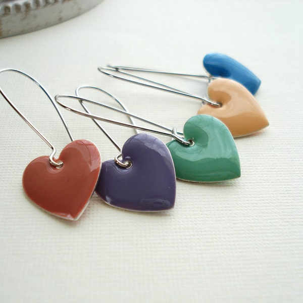 Choose Your Color Heart Earrings Mint Green Long Earrings Caramel Color Earrings Butterscotch Valentine's Day Gift For Her