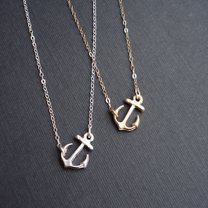 Sideways Anchor Necklace Silver Or Gold. Anchor Necklace In Sterling Silver Anchor Pendant Necklace Modern Jewelry