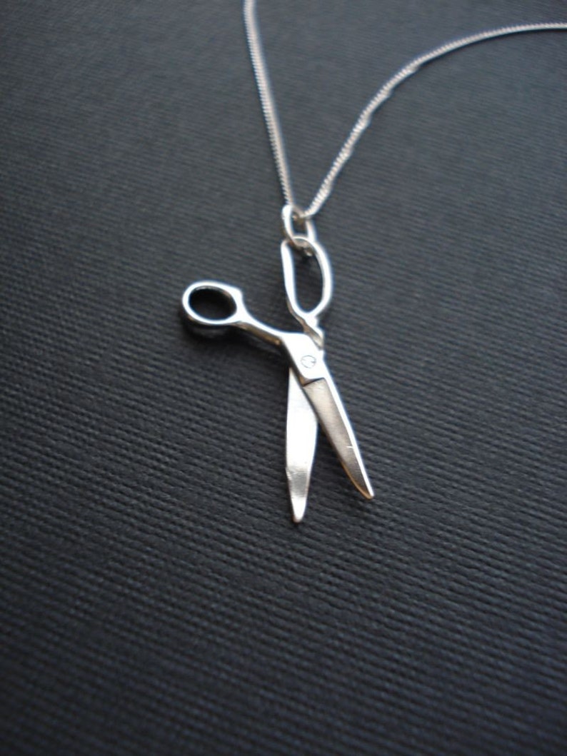 Sterling Silver Scissors Necklace Tailor Necklace Hairdresser Jewelry Hair Stylist Necklace Minimalist Necklace Gift For image 3