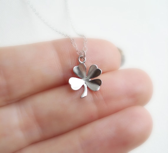 Silver Clover Necklace Silver Four Leaf Clover Pendant Lucky