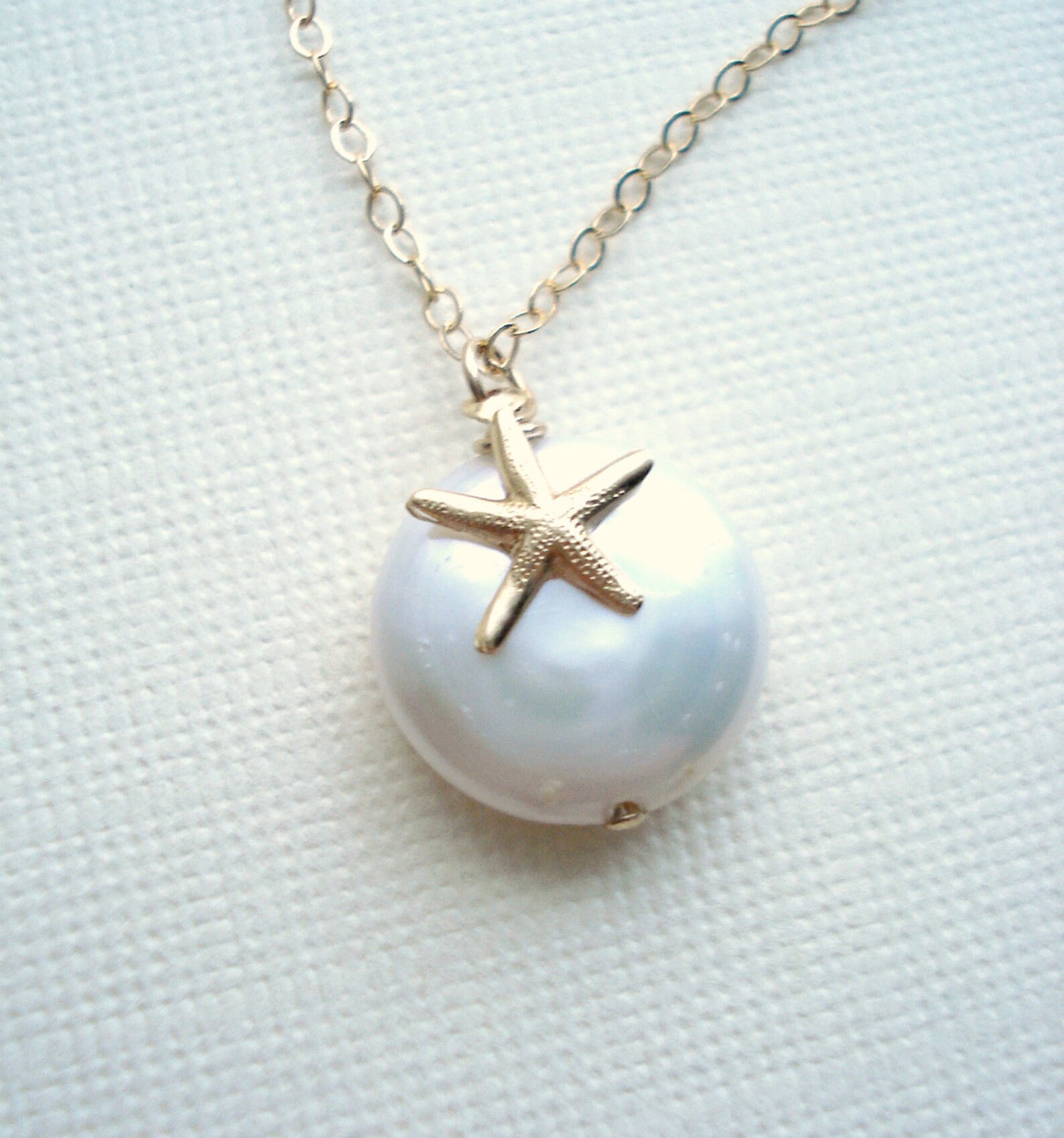Golden Starfish Pearl Necklace Set main image 1