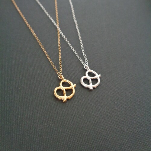 Pretzel Necklace Silver or Gold Pretzel Lover Necklace in Etsy Canada