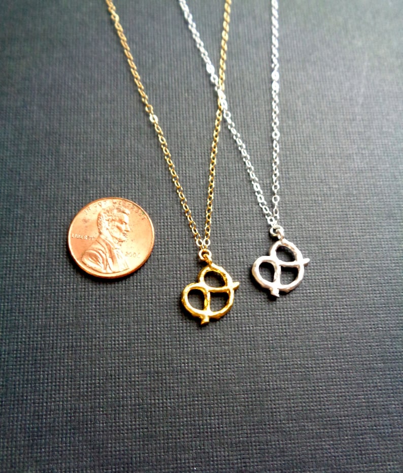 Pretzel Necklace Silver Or Gold Pretzel Lover Necklace In Etsy