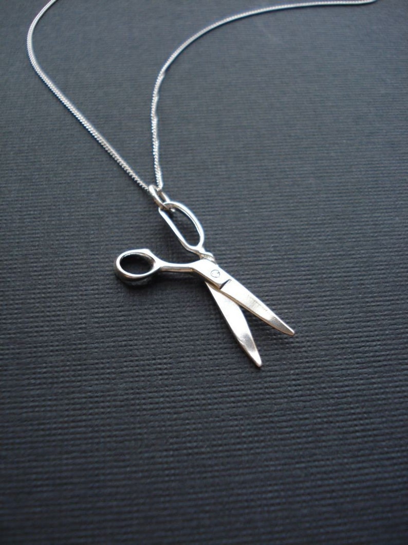Sterling Silver Scissors Necklace Tailor Necklace Hairdresser Jewelry Hair Stylist Necklace Minimalist Necklace Gift For image 2