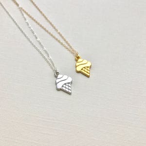 Ice Cream Necklace Silver Or Gold Ice Cream Lover Gift For Her Summer Jewelry Icecream Pendant Ice Cream Cone Necklace Everyday Girls