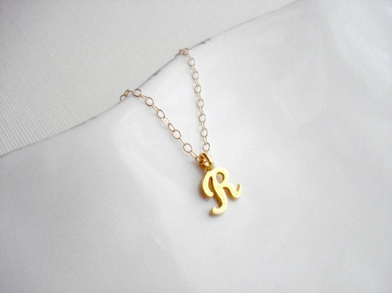 Tiny Gold Initial Necklace, Gold Letter Necklace, Gold Initial Jewelry,  Bridesmaid Gift, Personalized Gold Jewelry, Custom Gold Necklace