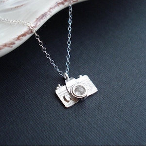 Little Camera Necklace In Gold Or Silver, Gift for Photographer Gold Camera Necklace Minimalist Modern 14K Gold Filled Necklace Gift For Her image 2