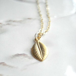 Tiny Gold Leaf Necklace or Silver Leaf Necklace Minimalist Gold Necklace Modern Silver Tiny Pendant Botanical Jewelry