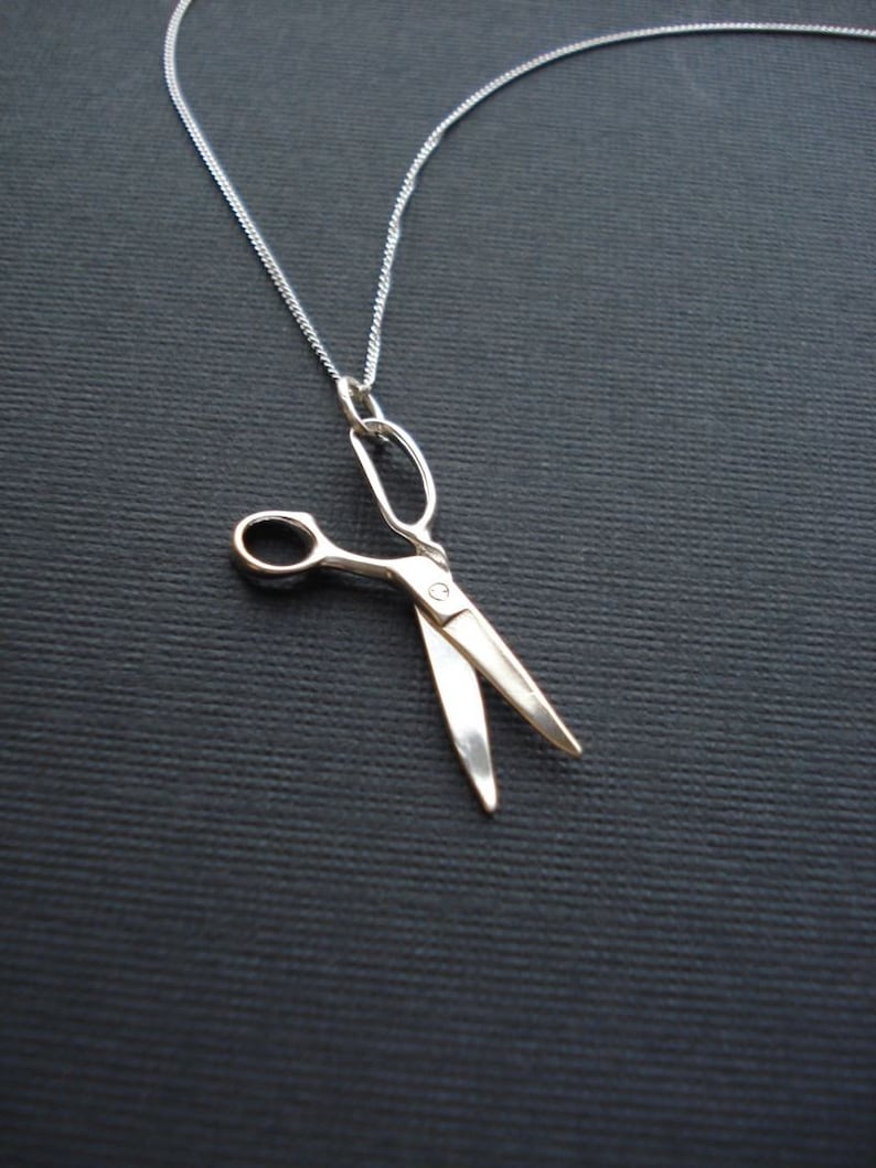 Sterling Silver Scissors Necklace Tailor Necklace Hairdresser Jewelry Hair Stylist Necklace Minimalist Necklace Gift For image 1