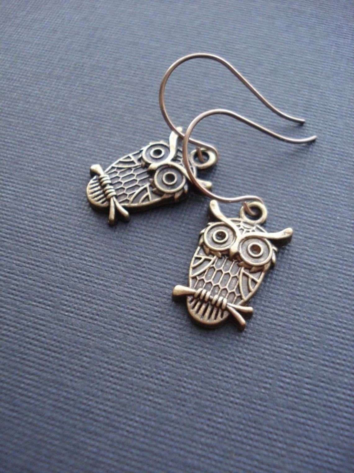 Owl Earrings in Antiqued Brass or Antique Silver Owl Twin - Etsy