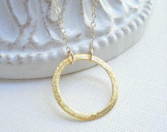 Gold Ring Necklace Gold Eternity Circle Necklace Modern Gold Circle Necklace Good Karma Necklace Geometric Minimalist Necklace Gift For Her