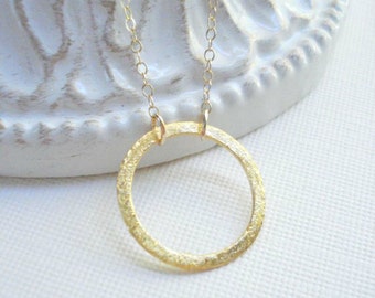 Gold Circle Necklace Gold Ring Necklace Eternal Love Eternity Necklace Modern Good Karma Geometric Minimalist Gift For Her