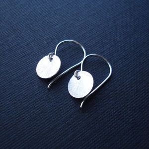 Small Silver Dot Circle Drop Earrings In Sterling Silver. Dainty Everyday Earrings, Disc Coin Silver Earrings