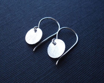 Small Silver Dot Circle Drop Earrings In Sterling Silver. Dainty Everyday Earrings, Disc Coin Silver Earrings