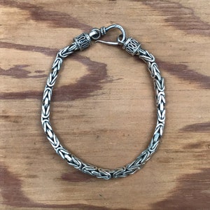 Byzantine Chain Sterling Silver Bracelet Unisex image 1