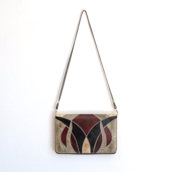 Vintage Sylvia Abstract Snakeskin Crossbody Clutc… - image 4