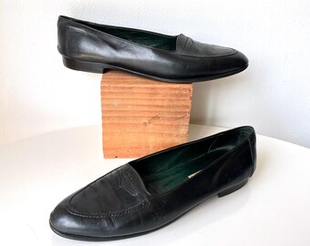 Vintage Johnston & Murphy Aristocraft Black Wingtip Tassel Loafers Brogues 9.5 Vintage Johnston & Murphy Aristocraft Black Wingtip Tassel  main image 4