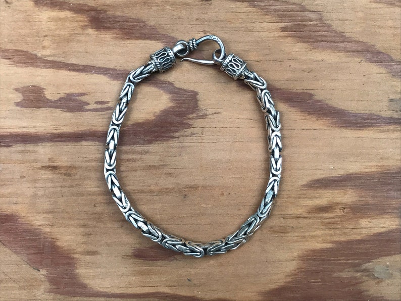 Byzantine Chain Sterling Silver Bracelet Unisex image 1