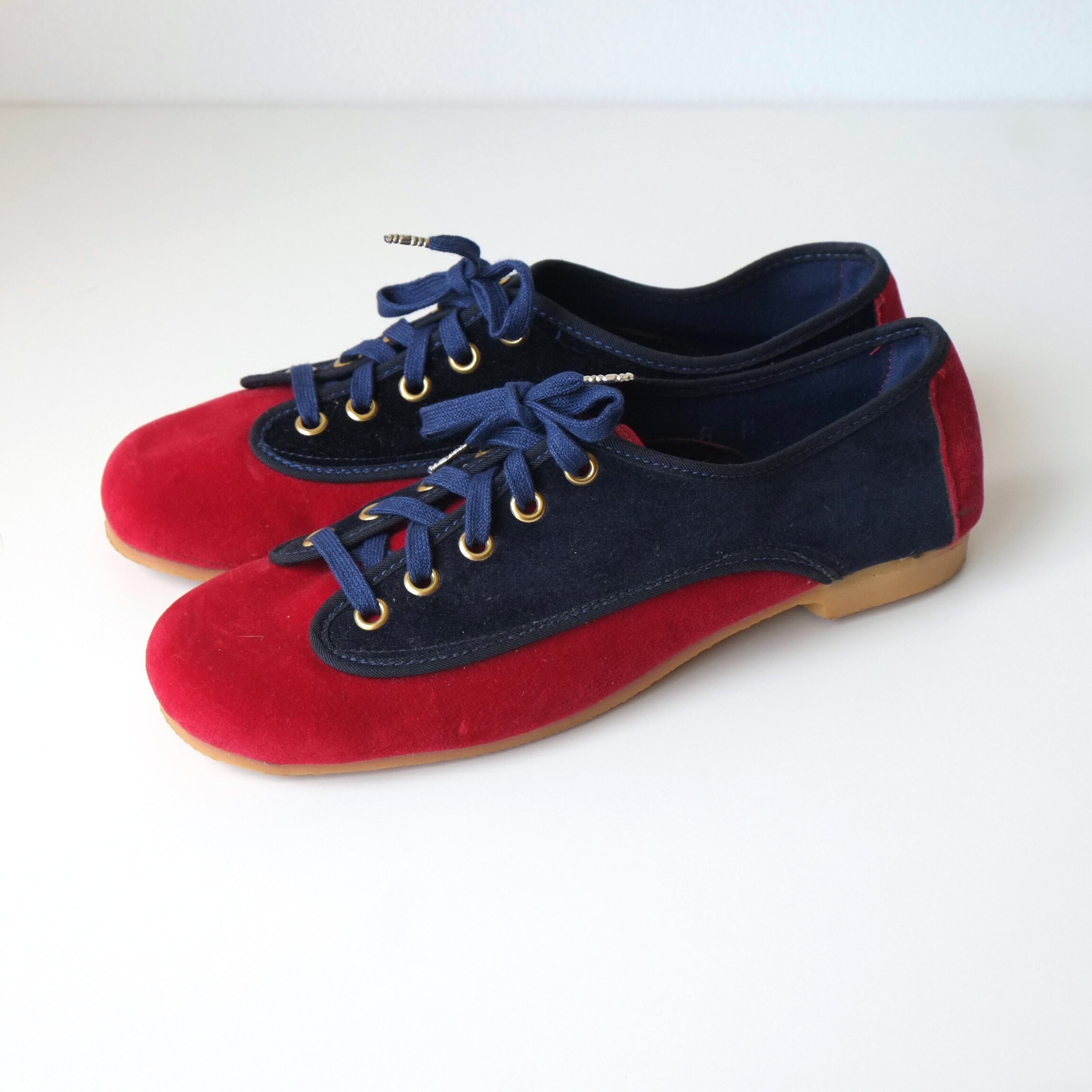 Red and blue store bowling shoes