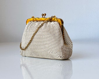 Vintage Whiting and Davis Petite Ivory Mesh Handbag