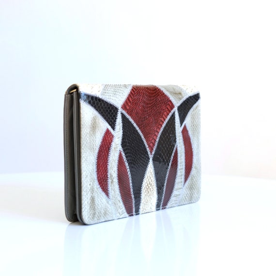 Vintage Sylvia Abstract Snakeskin Crossbody Clutc… - image 6