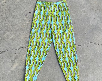 Vintage Green and Turquoise Art Deco Style Pants OOAK