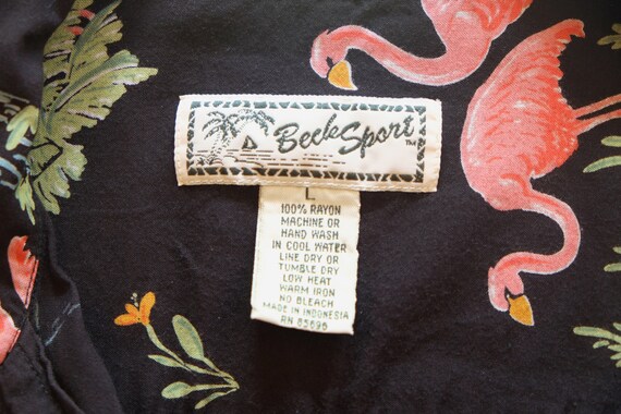 Vintage Mens 1980s Beck Sport Flamingo Rayon Shir… - image 5