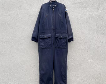 Vintage 70s Sears Work Leisure Blue Mechanics Jumpsuit Coveralls Size 44