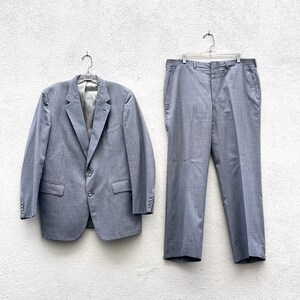 Vintage 70s Men's Cricketeer Gray Pinstriped Tailored 2 Piece Suit Size 44R 38W