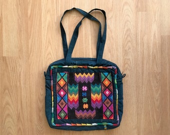 Vintage Cotton Indigo Geometric Embroidered Shoulder Bag