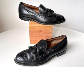 美品 JOHNSTON & MURPHY OPTIMAタッセルローファー 9.5 Vintage Johnston Murphy Optima Wingtip Tassel Black Leather