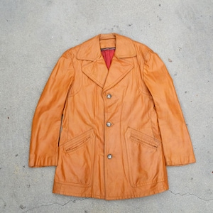 Classic Vintage 1970s Men's Leather Car Coat image 1