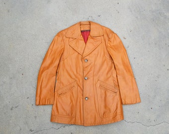 Classic Vintage 1970s Men's Leather Car Coat