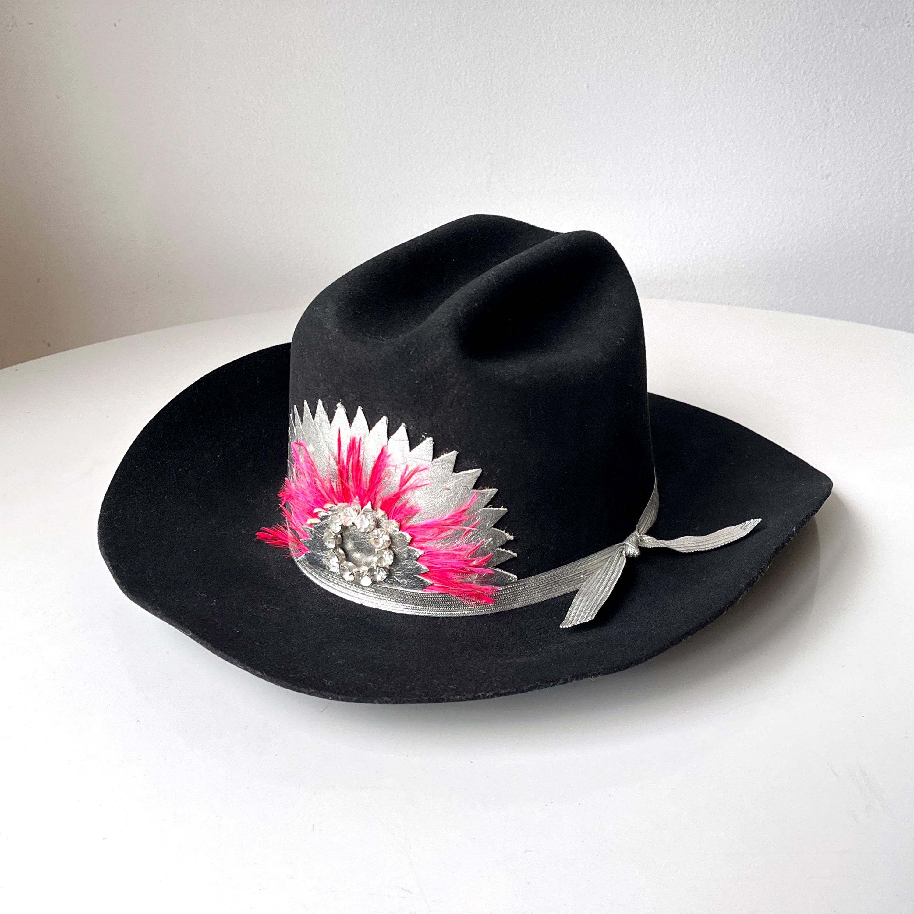 Awesome vintage Golden Gate Hat Co Los Angeles Thunderbird cowboy hat woven band SALE 50% OFF - Blue White Red Yellow Seed Beaded Thunderbird  main image 2
