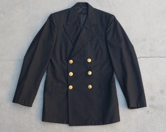 Vintage 1970s U.S. Navy Black Dress Uniform Jacket Size 36R