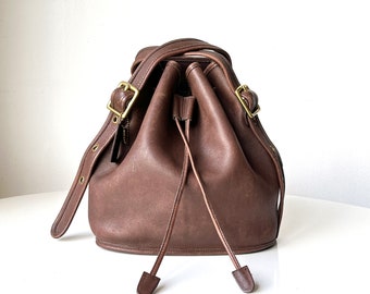 Vintage Coach Lulu's Legacy Brown Leather Drawstring Bucket Bag #J4D 9952