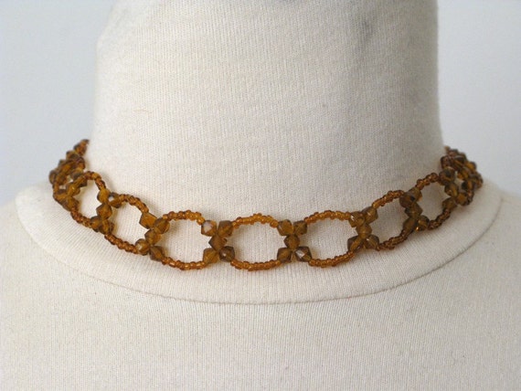 Vintage Glass Bead Choker Necklace - image 5