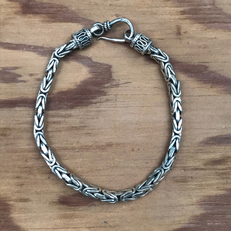 Byzantine Chain Sterling Silver Bracelet Unisex image 5