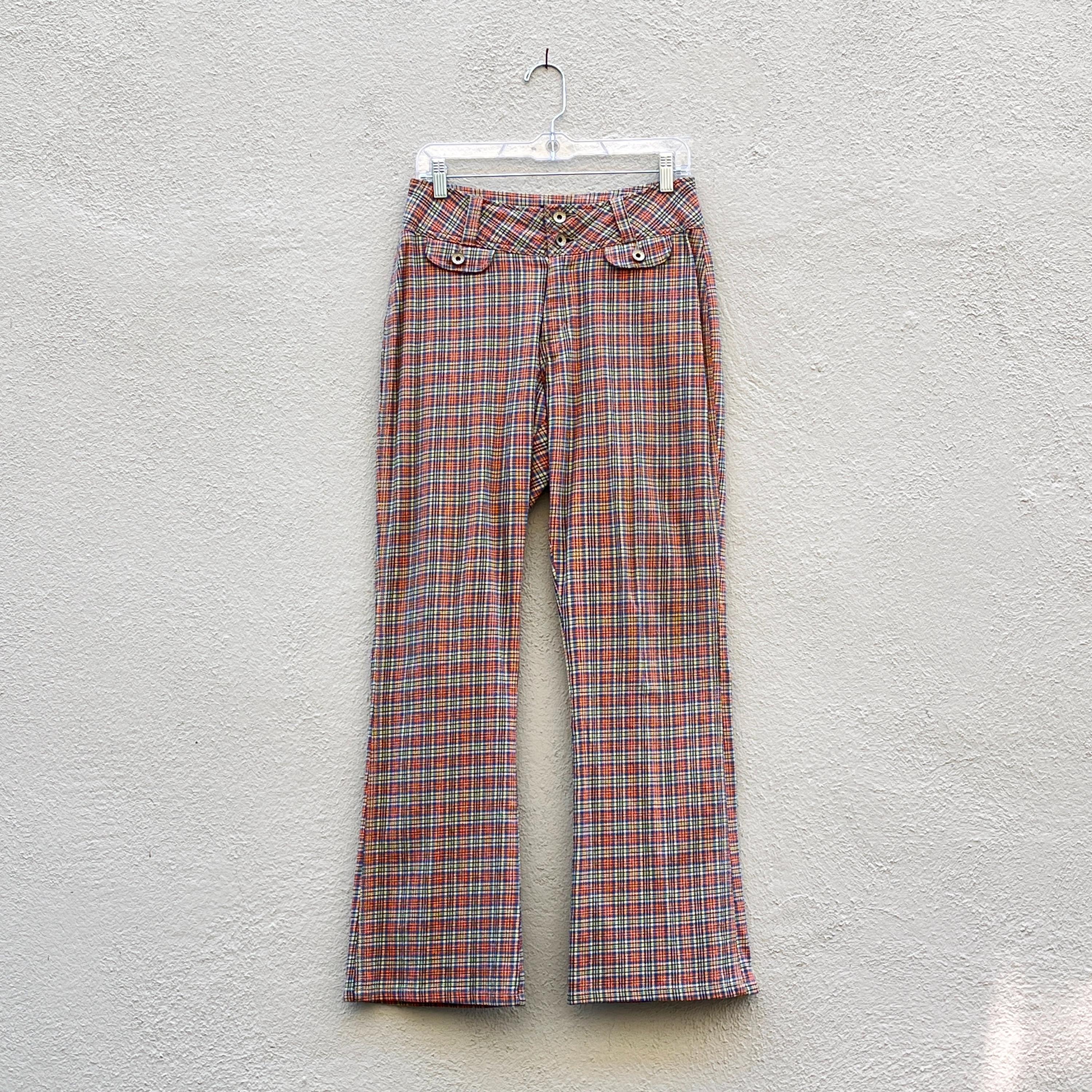 Vintage 90s Y2K JNCO Denim Girlie Stuff Orange Plaid Pants 30
